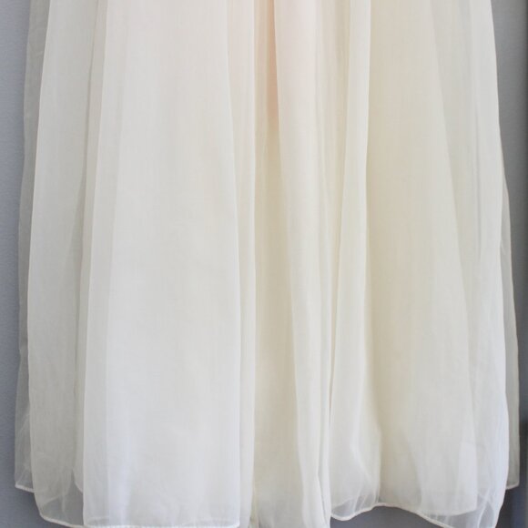 Leonora Vintage Cream Layered Chiffon Pink Ribbon Women's Lingerie Robe Size 10 - Picture 9 of 9